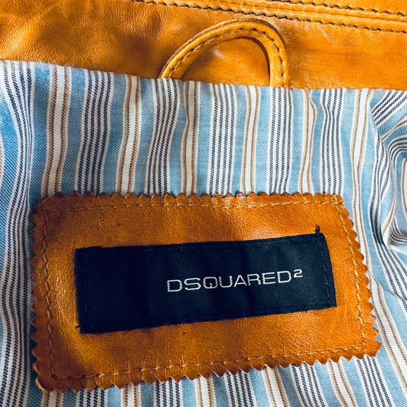 DSquared2 Vintage Camel Luxury Leather Jacket - Picture 13 of 16